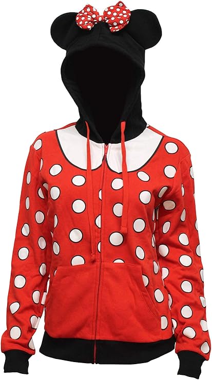 disney 米妮老鼠青少年 i am minnie 服装 3d 耳朵和蝴蝶结成人拉链连